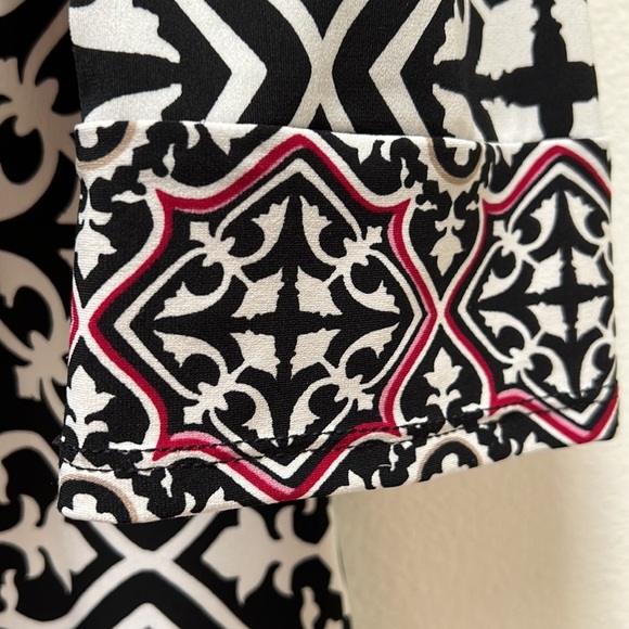 White House Black Market print 3/4 sleeve sheath dress stretch fall outfit - Picture 4 of 8